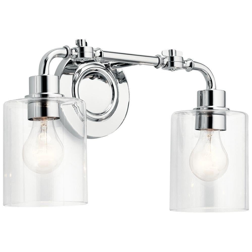 Kichler Bath 2-Light Chrome Vanity Light Fixture - Perfect for Bathroom, Powder Room & Dressing Area Lighting