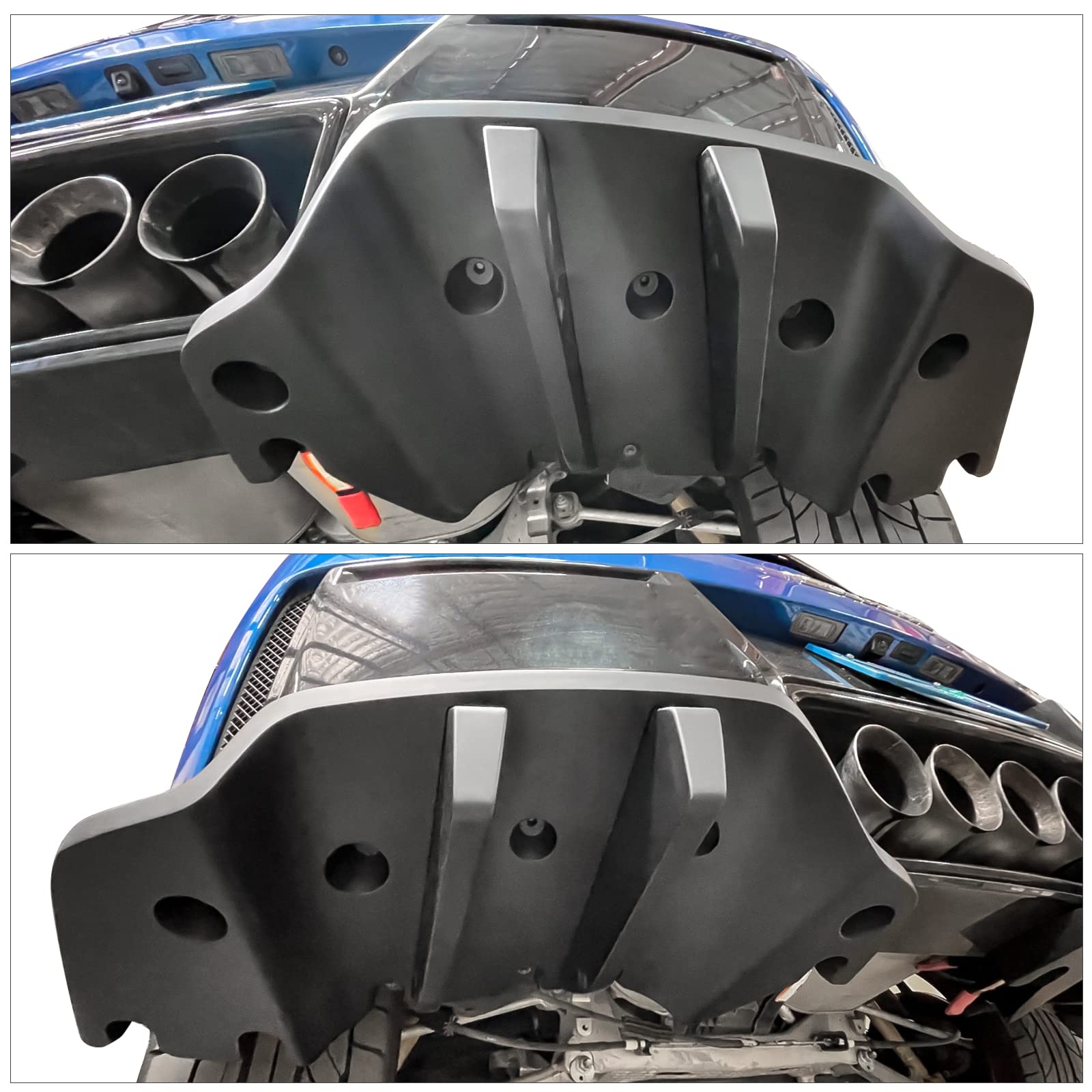 IKON MOTORSPORTS Rear Bumper Diffuser for 2014-2019 Chevy Corvette C7 Stingray - ABS Primer Black Body Kit (2PCS) - Enhances Aerodynamics & Sporty Look - Perfect for Racing & Car Shows