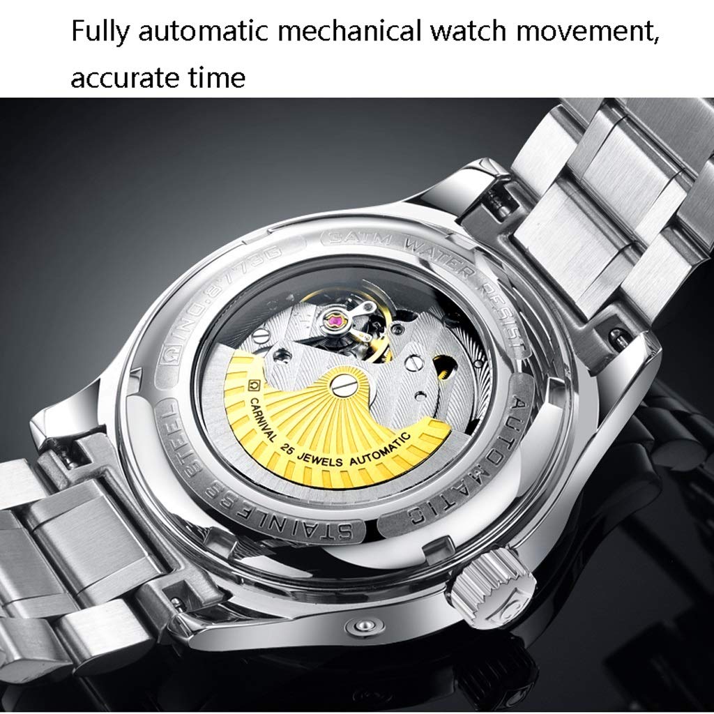 DLT Classic Automatic Mechanical Men's Watch - Waterproof Stainless Steel Two-Tone Band with Bow Fold-Over Clasp - Minimalist Silver Case & Black Dial - Perfect for Business, Casual Wear & Formal Occasions