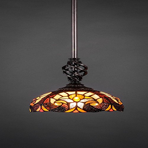 Toltec Lighting Elegante 1-Light Mini Pendant in Dark Granite - Modern Ceiling Light Fixture for Kitchen Island, Dining Room, or Bedroom (80-DG-9945)