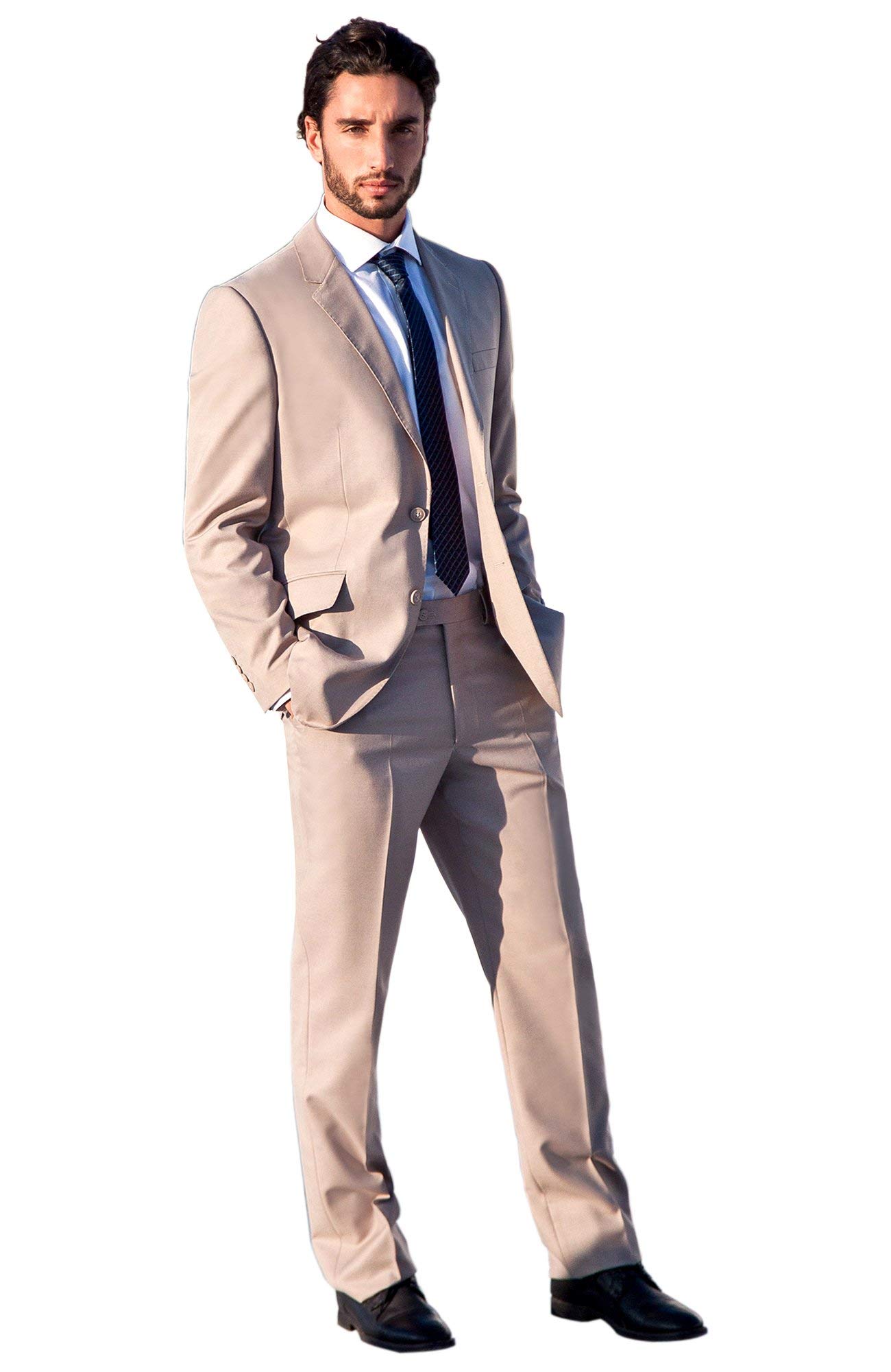 Modern Fit 2-Piece Italian Suit for Men - Wool Blazer & Trousers Set with 2-Button Design | Perfect for Formal Events, Business Meetings & Wedding Attire