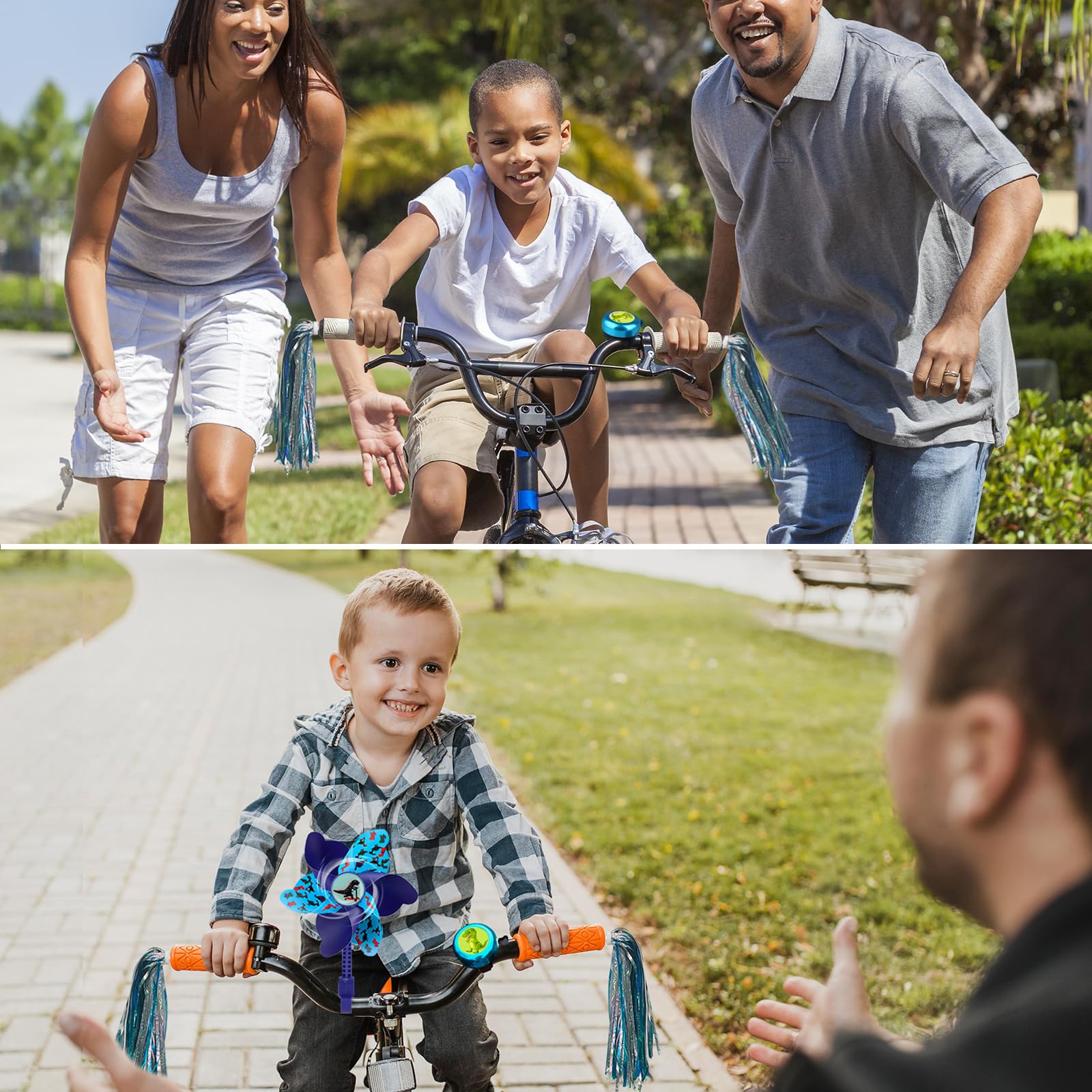 Kids Bike Bell with 2 Streamers - Cute Bicycle Accessories for Boys & Girls - Perfect for Birthday Gifts & Cycling Safety