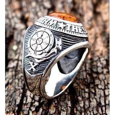 925 Sterling Silver Men's Amber Ring - Handmade Durable Jewelry for Wedding, Engagement & Everyday Wear