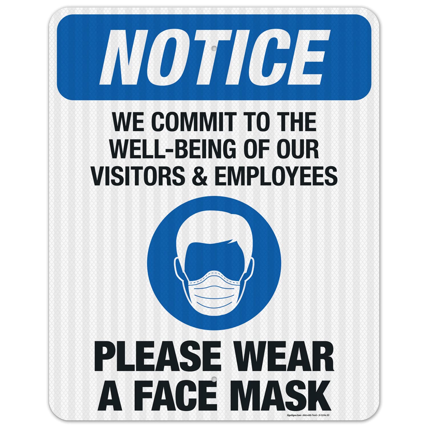 3M EGP Reflective Aluminum Face Mask Sign - 24x30 Inches, Fade Resistant, Made in USA - Perfect for Store Entrances, Hospitals & Public Spaces