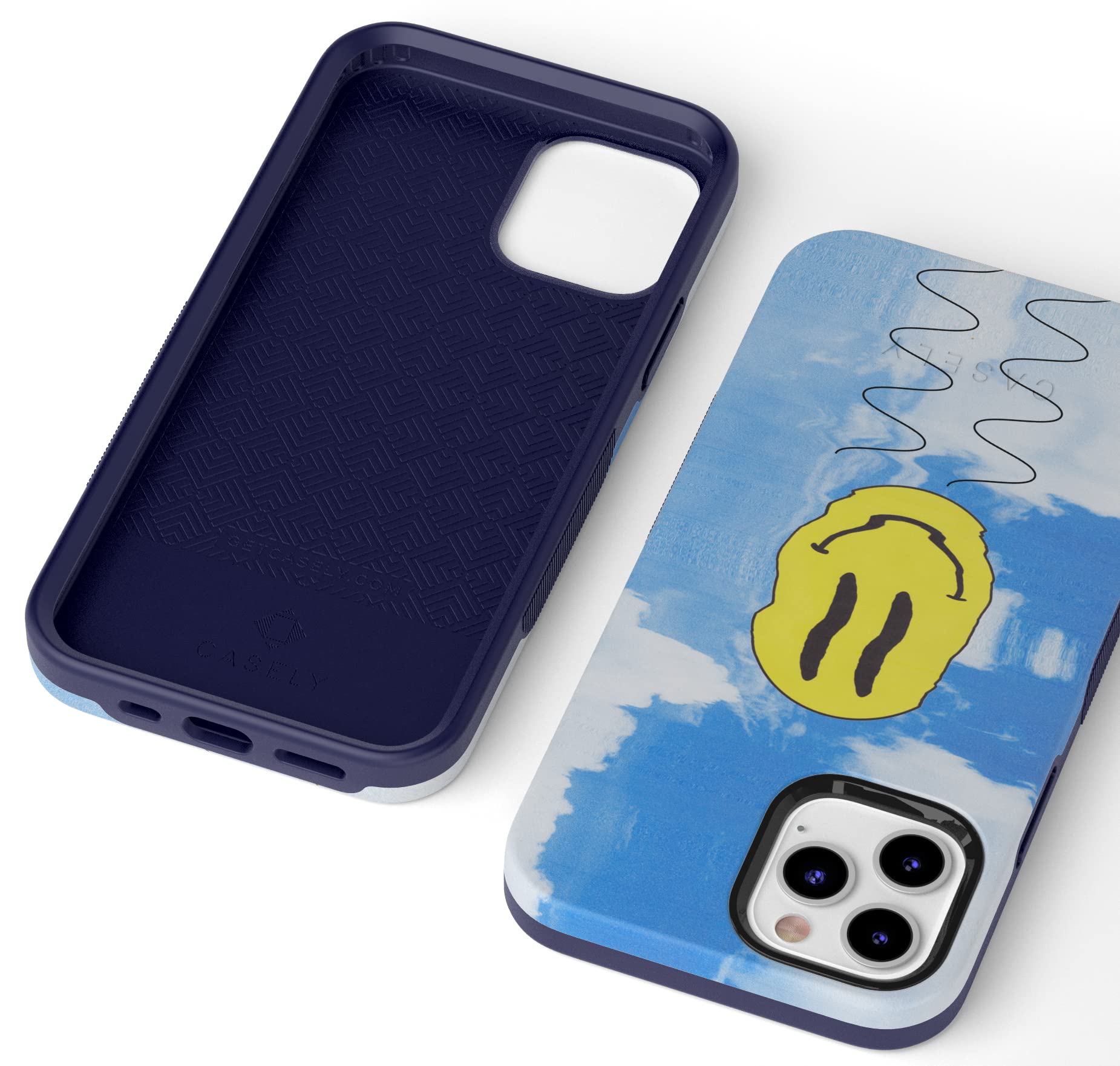 Casely iPhone 12/12 Pro Case - Glitch Smiley Face Design with MagSafe Compatibility | Shockproof Protective Cover | Perfect for Everyday Use, Travel & Work