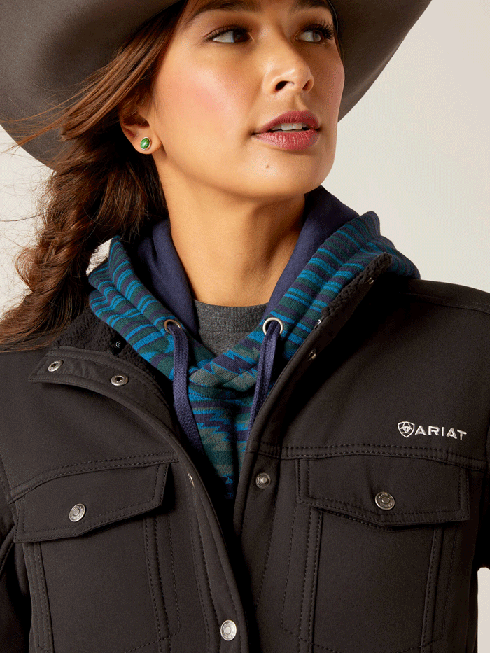 Ariat Women's Berber Back Softshell Jacket - Black | Water-Resistant Windbreaker for Outdoor Activities, Horseback Riding & Casual Wear