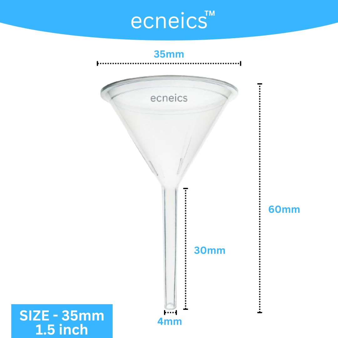 ECNEICS 1.5 Inch Small Plastic Funnel - Narrow Neck Kitchen Funnel for Bottles, Essential Oils, Spices & Powders - Food Grade Lab Funnel for Perfume Making, Sand Art, Urn Filling & Cooking (Pack of 1) - Perfect for DIY Crafts, Home Brewing & Kitchen Use
