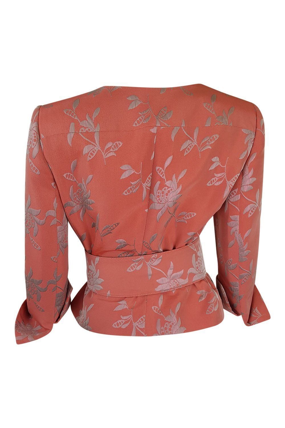 ARMANI Collezioni Women's Silk Blend Pink Floral Print Blazer Jacket Size 6 - Elegant Office Wear & Spring Wedding Attire