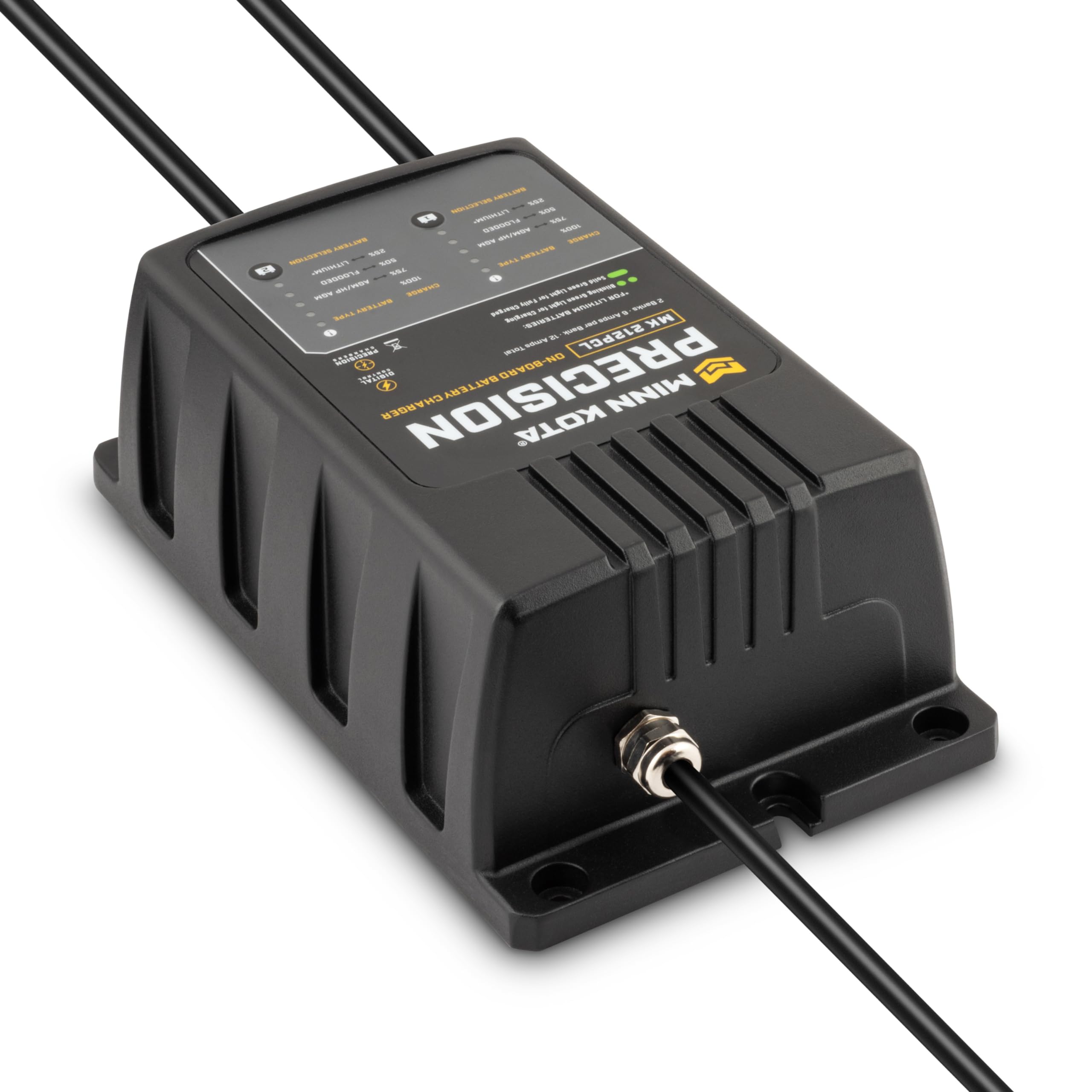 Minn Kota Precision Charger MK 212 PCL - 2 Bank 6A Marine Battery Charger for Boats, Trolling Motors & Watercraft | Fast Charging & Waterproof Design