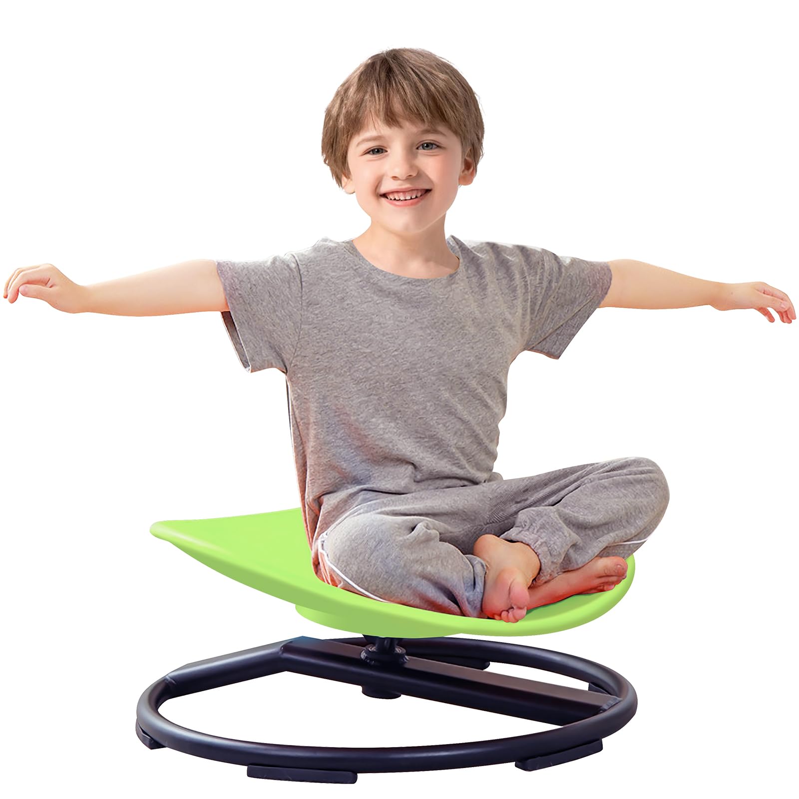 Sensory Spin Chair for Autistic Kids - Green Spinning Seat to Improve Physical Coordination & Motion Sickness Relief - Perfect for Therapy Rooms, Classrooms and Home Sensory Play