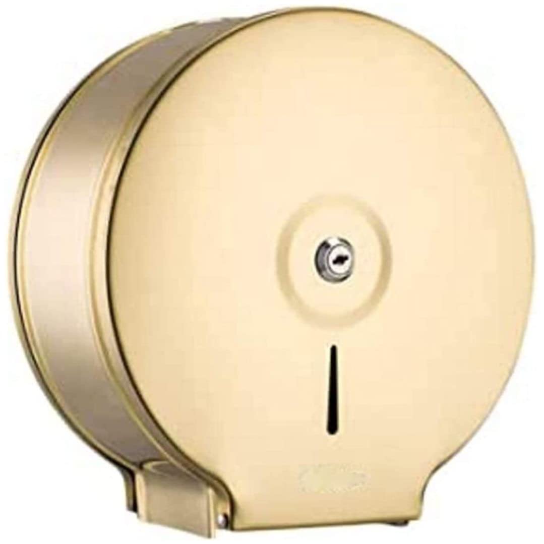 ABchat Commercial Toilet Paper Dispenser - Wall Mounted Gold Polished Bathroom Tissue Holder with Toilet Roll Box - Durable Stainless Steel Paper Towel Dispenser for Restrooms, Hotels & Public Washrooms