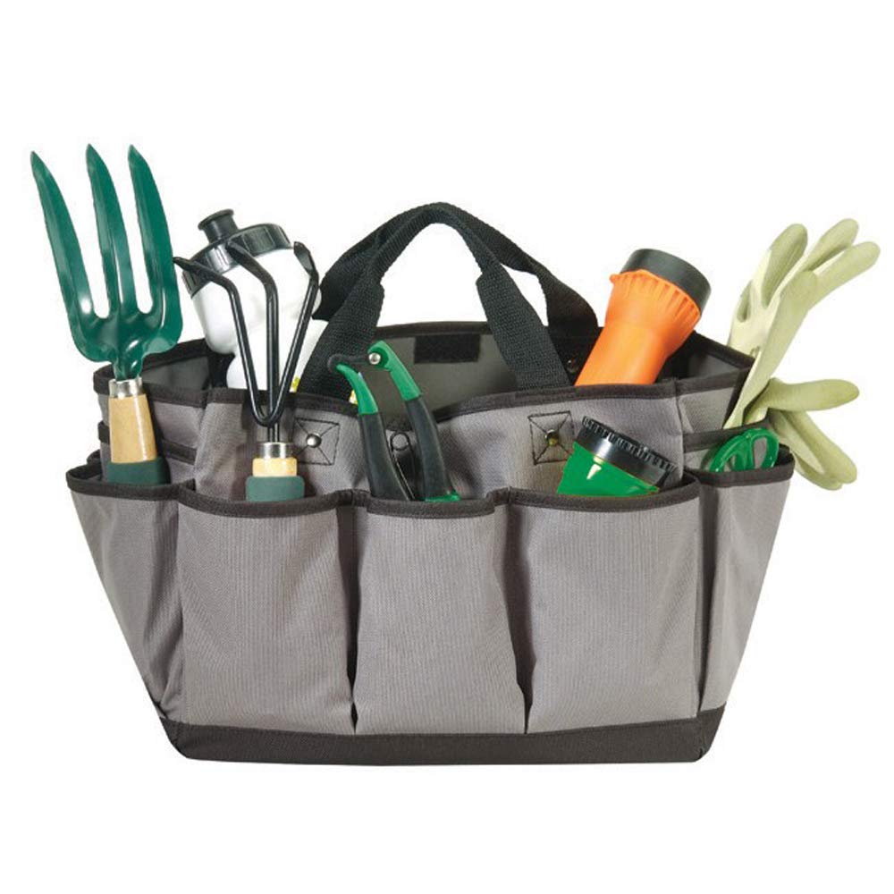 AJK Deluxe Gardening Tote Bag - Heavy Duty Dark Grey Waterproof Tool Organizer for Women & Men - Perfect for Outdoor Planting, Weeding & Yard Work
