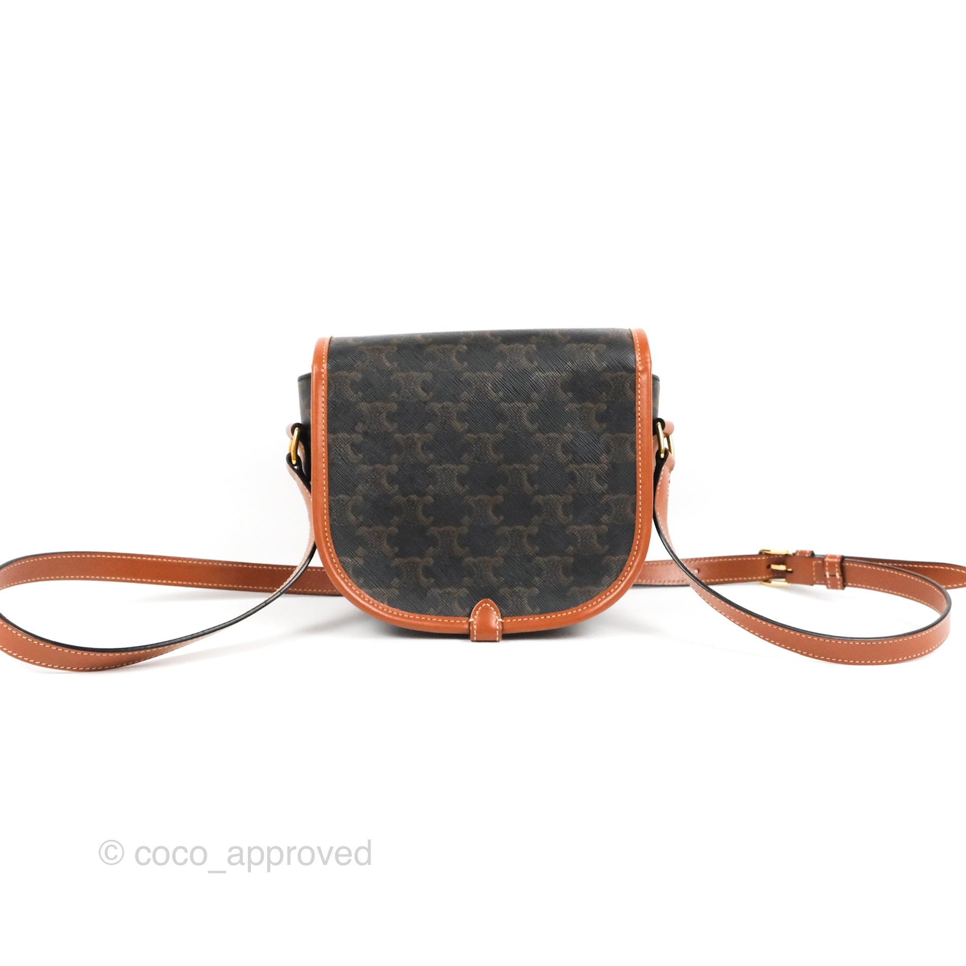 Celine Medium Triomphe Canvas Folco Bag in Tan - Luxury Crossbody Handbag for Women, Perfect for Work, Travel & Everyday Use