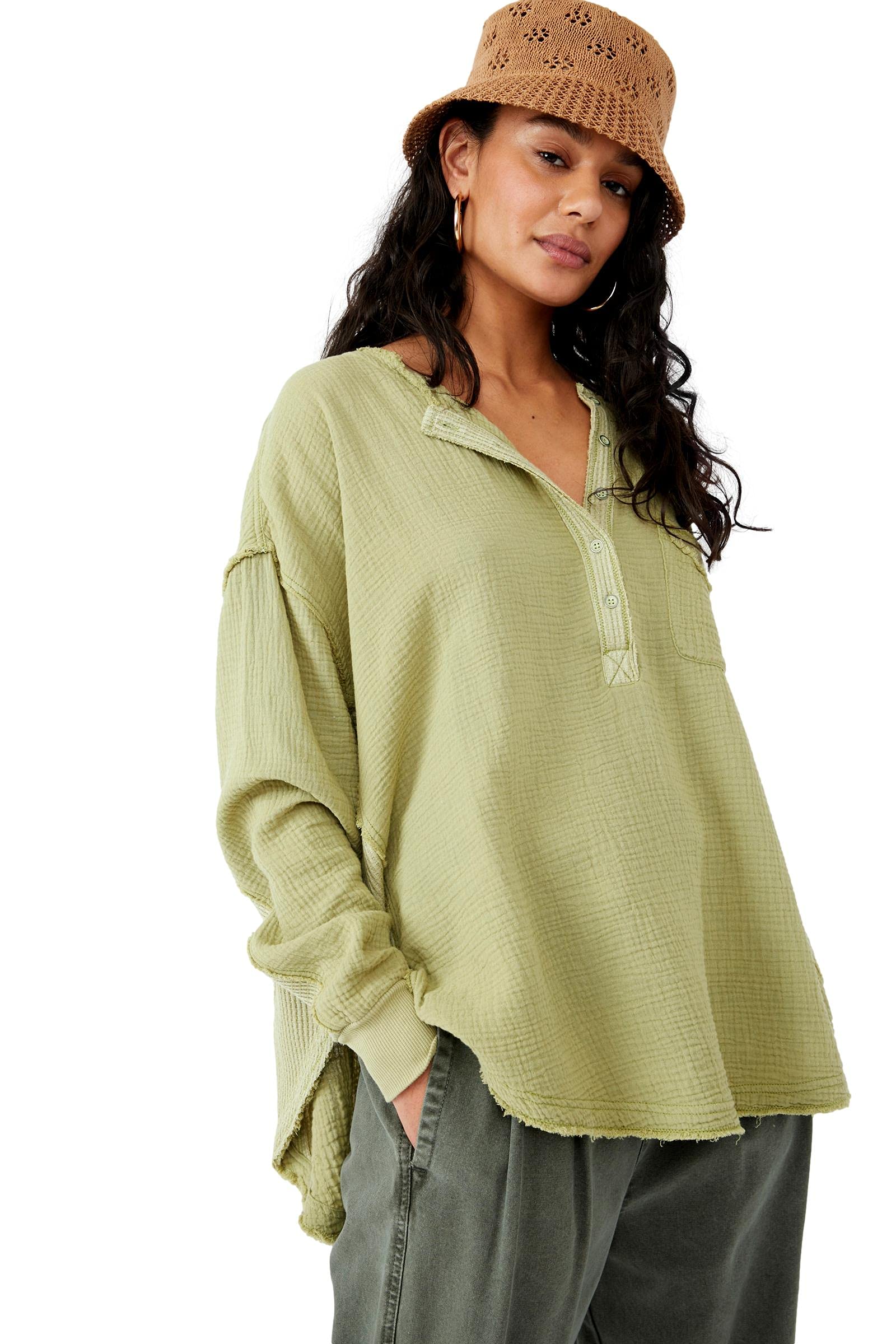Free People Women's Palo Santo Pullover Sweater - Soft Cozy Knit Long Sleeve Casual Top (Palmeraie, Small) | Perfect for Fall Layering, Weekend Outings & Coffee Dates