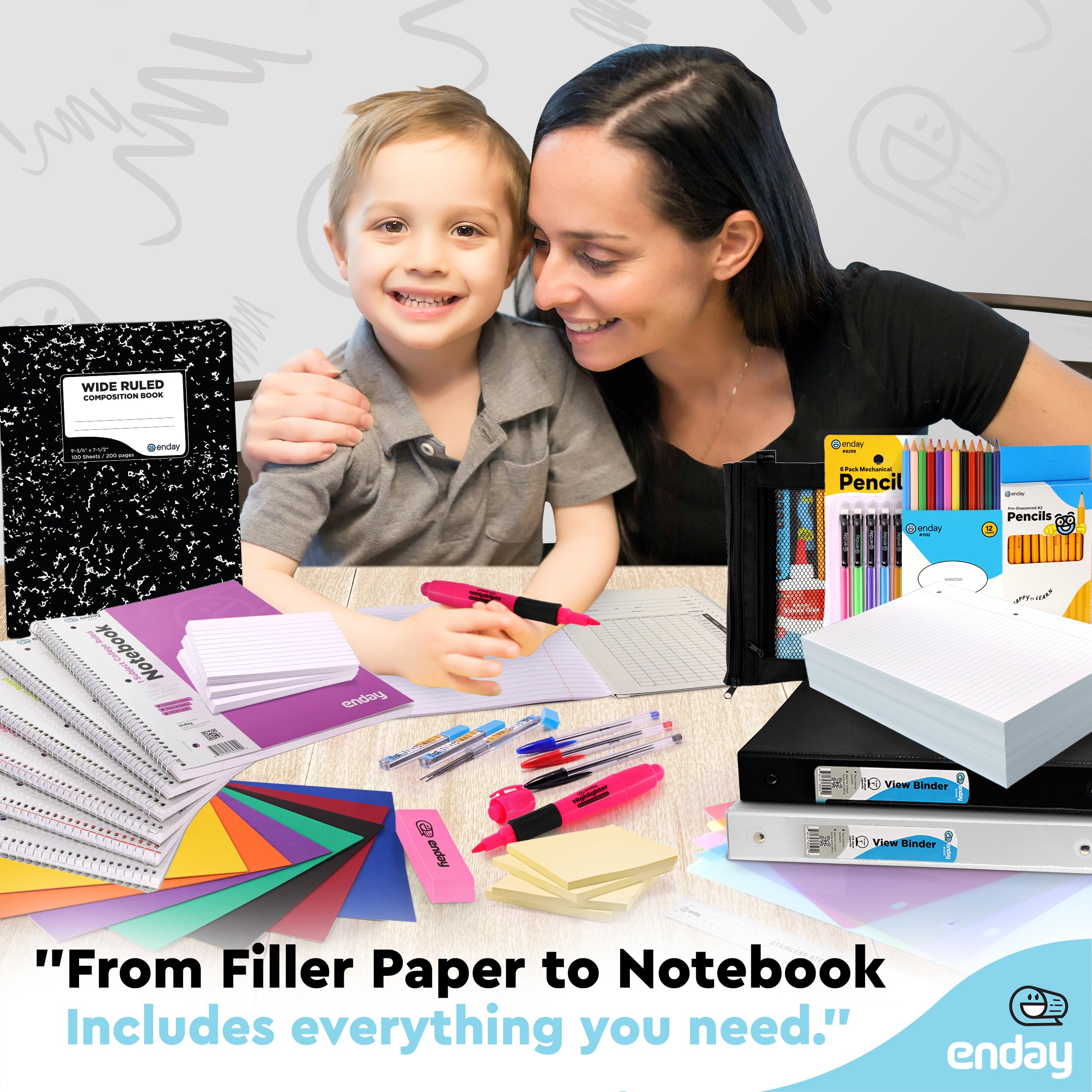 Premium 105-Piece Back to School Supplies Kit for High School & College Students - Essential School Supply Box for Girls & Boys | Perfect for Classroom, Dorm & Study Organization - by Enday