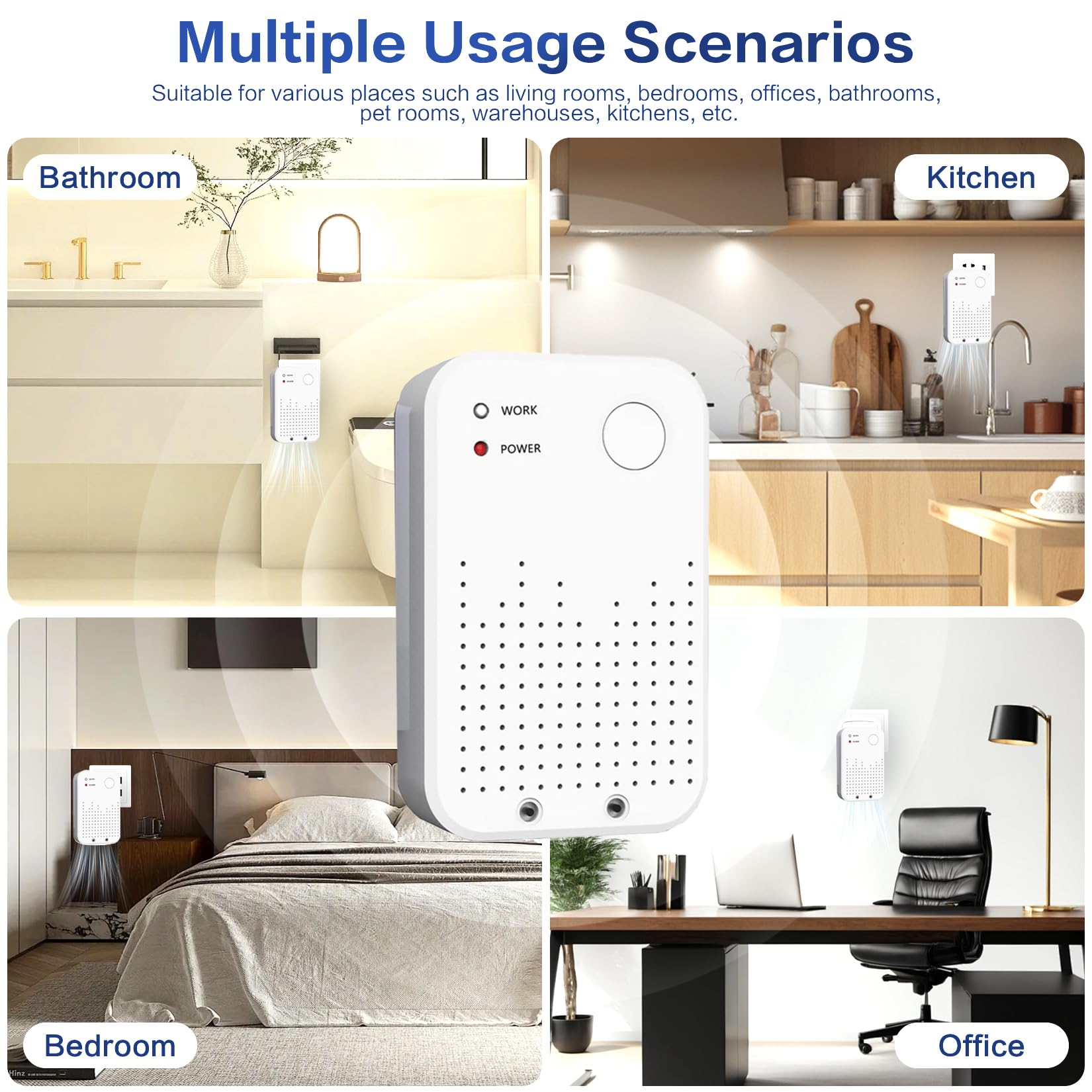 Best Air Ionizer for Home - Plug In Air Purifier, Quiet & Portable Negative Ion Generator for Bedroom, Office, Kitchen - Eliminate Odors & Allergens (1 Pack) - Perfect for Asthma Sufferers & Pet Owners