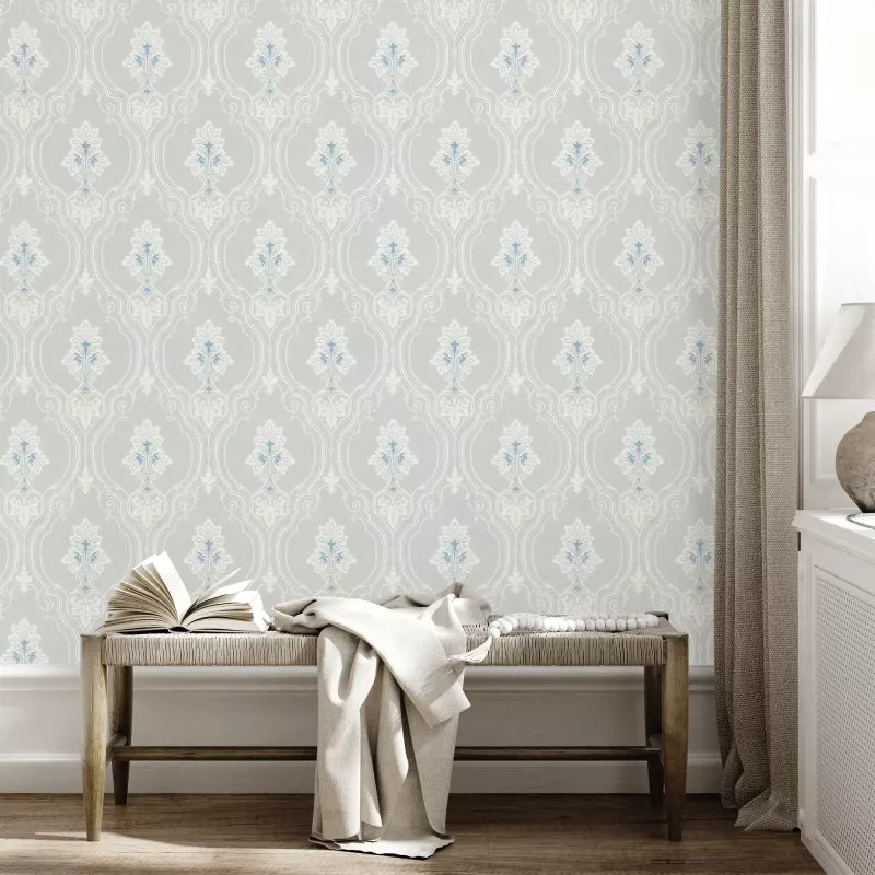 Lim & Handtryck Wallpaper - Elk White/Light Blue - Scandinavian Nature-Inspired Design for Living Room, Bedroom & Nursery Decor