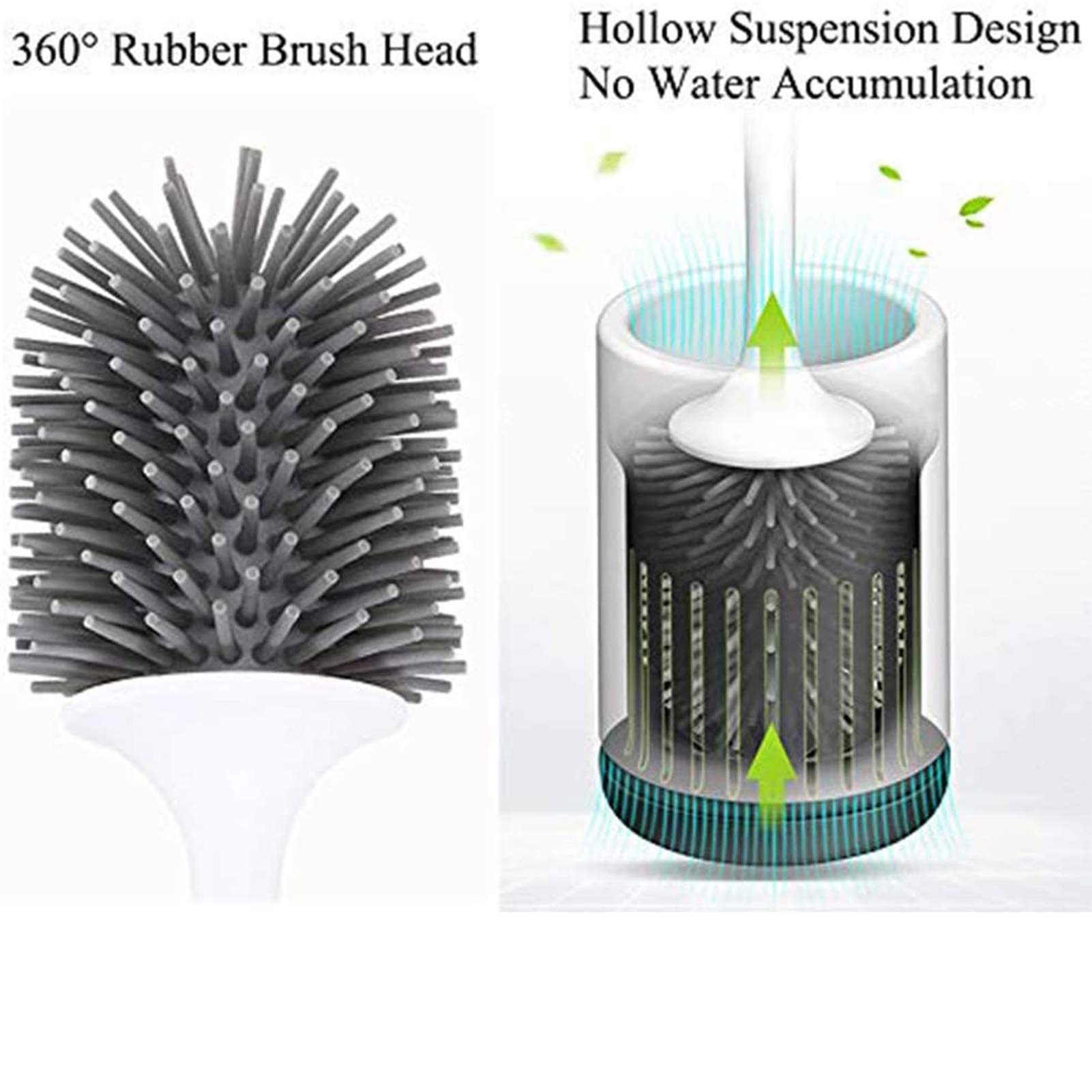 MEKEET Silicone Toilet Brush and Holder Set - Soft Bristle Bathroom Cleaning Brush Kit with Non-Slip Base (Floor Standing) - Perfect for Modern Toilets, Small Bathrooms & Hygienic Home Cleaning
