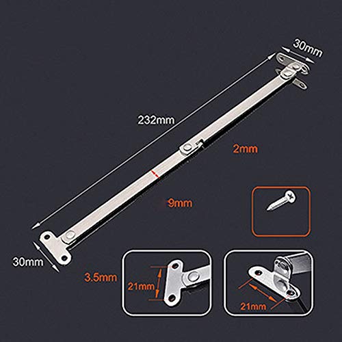 Stainless Steel Cabinet Hinges 2 Pack - Silver Lift Up Support Hinges for Folding Cabinet Doors, Heavy Duty Furniture Hinges for Kitchen Cabinets, Wardrobes & Storage Units