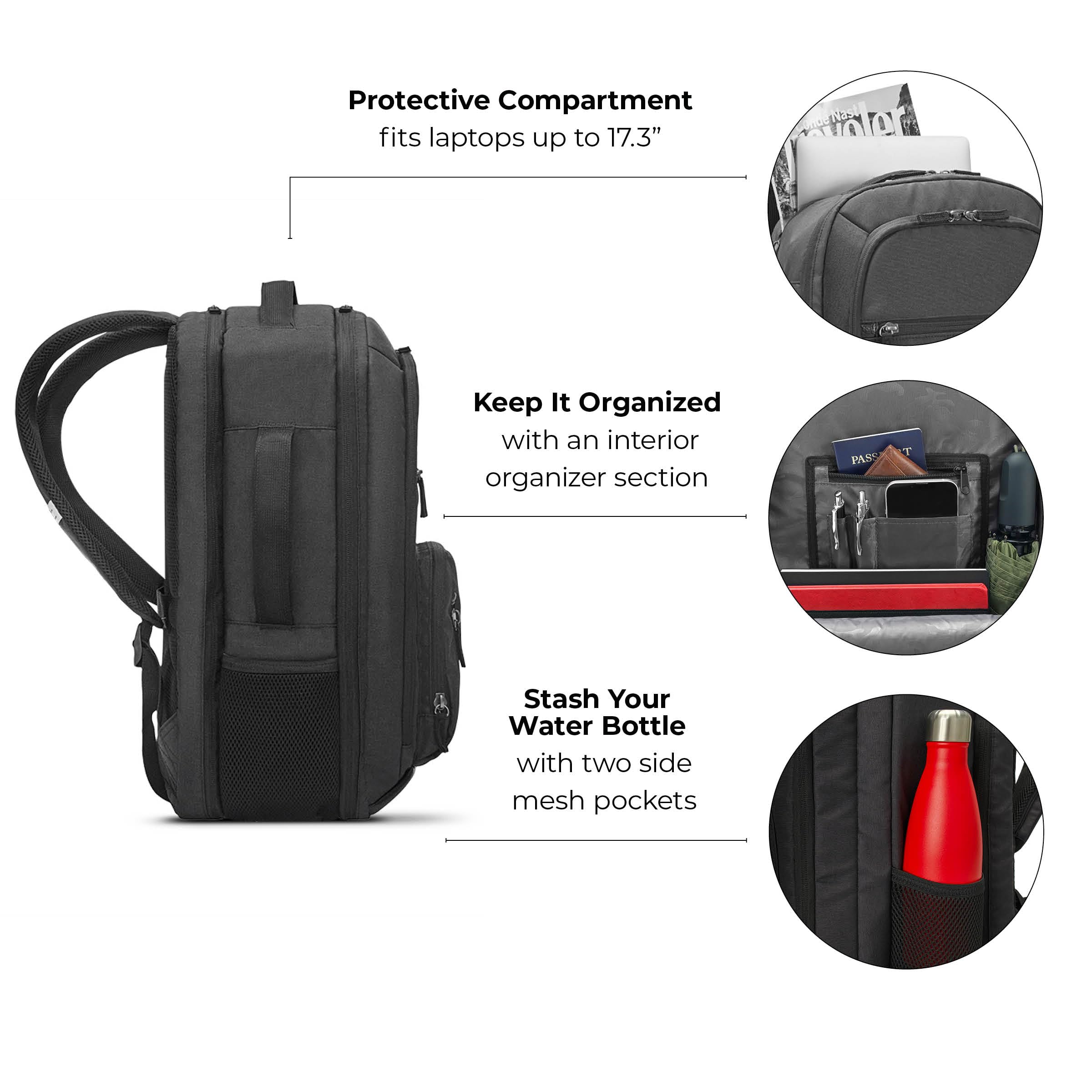 Solo New York Grand Travel TSA Backpack - Black Recycled Laptop Backpack for 17.3