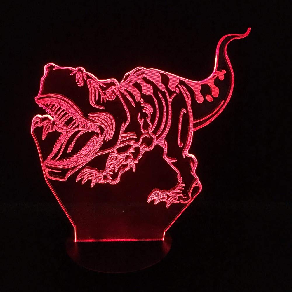 Dinosaur Touch Night Light - 7 Color Changing USB LED Desk Lamp for Kids Room, 3D Acrylic Table Lamp with Touch Switch, Perfect Nightlight for Bedroom, Nursery & Home Decor | Great Gift for Boys & Girls