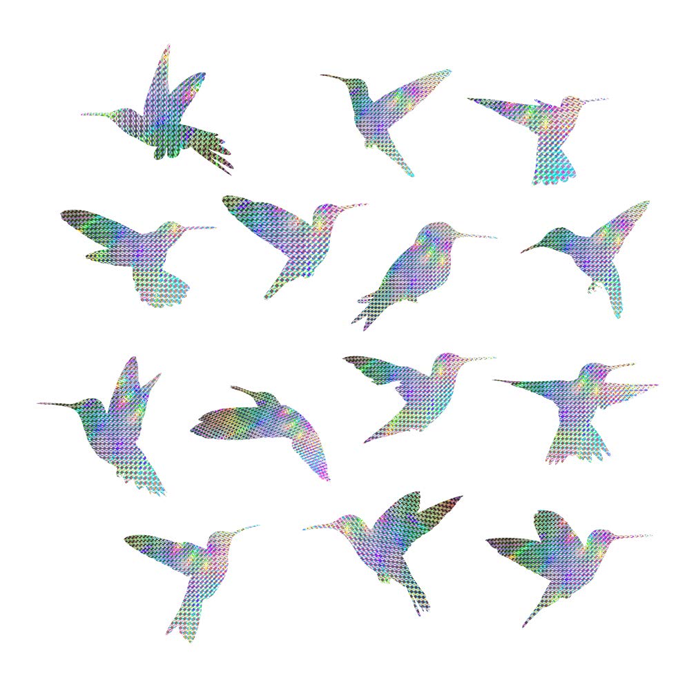 14-Piece Anti-Collision Window Decals - UV Reflective Bird Deterrent Stickers to Prevent Bird Strikes on Glass Windows | Ideal for Homes, Offices & High-Rise Buildings