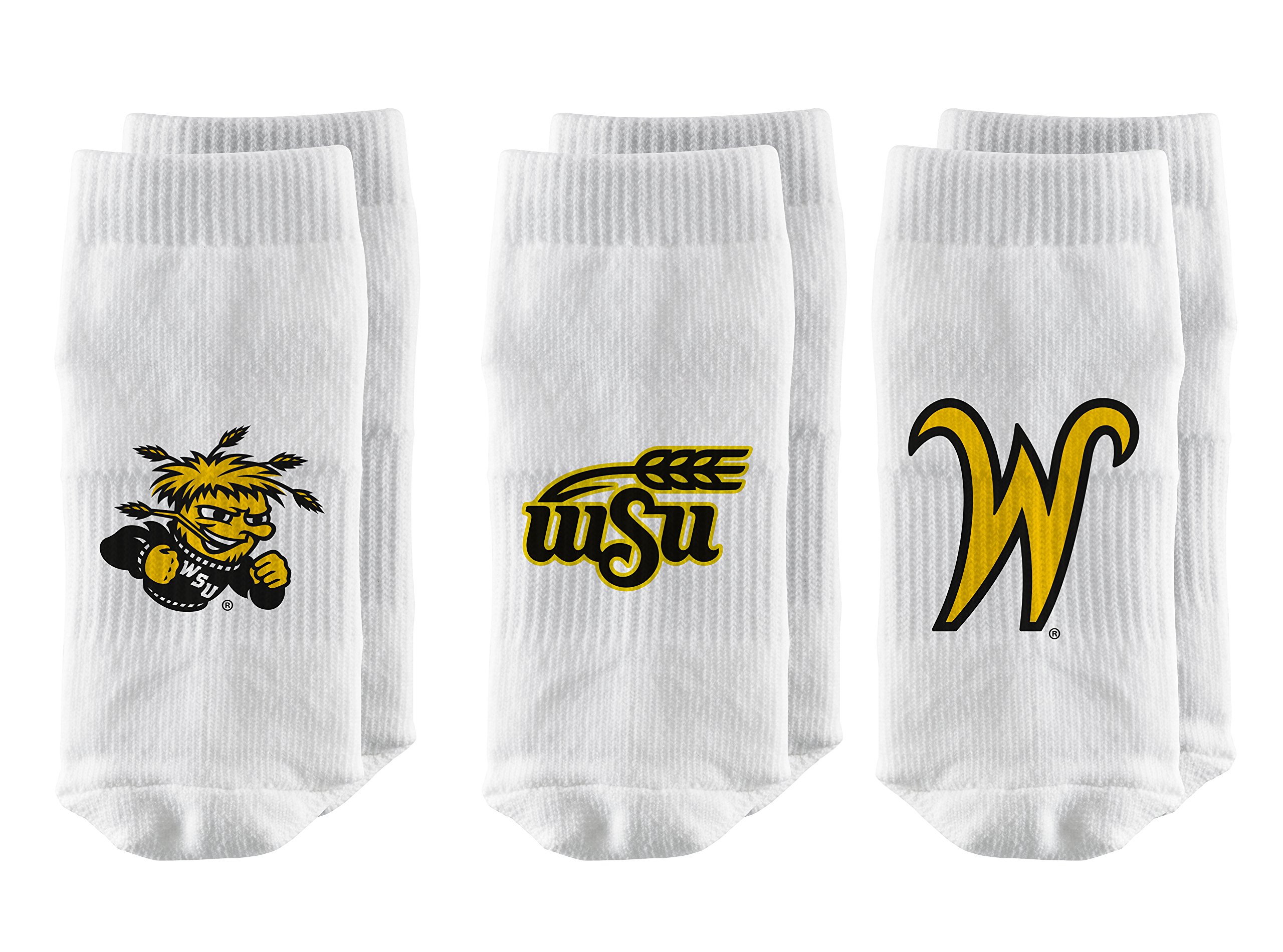 Strideline NCAA Baby Socks for Boys & Girls - Soft Cotton 3-Pair Pack in White - Perfect for Infants, Toddlers, and Matching Family Outfits