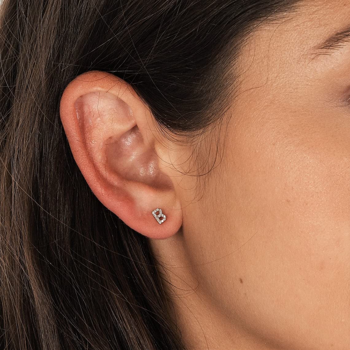 MONOOC Initial Stud Earrings for Women & Girls - Hypoallergenic S925 Sterling Silver Cubic Zirconia Letter Earrings | Perfect Birthday Gifts, Everyday Wear & Special Occasion Jewelry for Kids, Teens and Adults