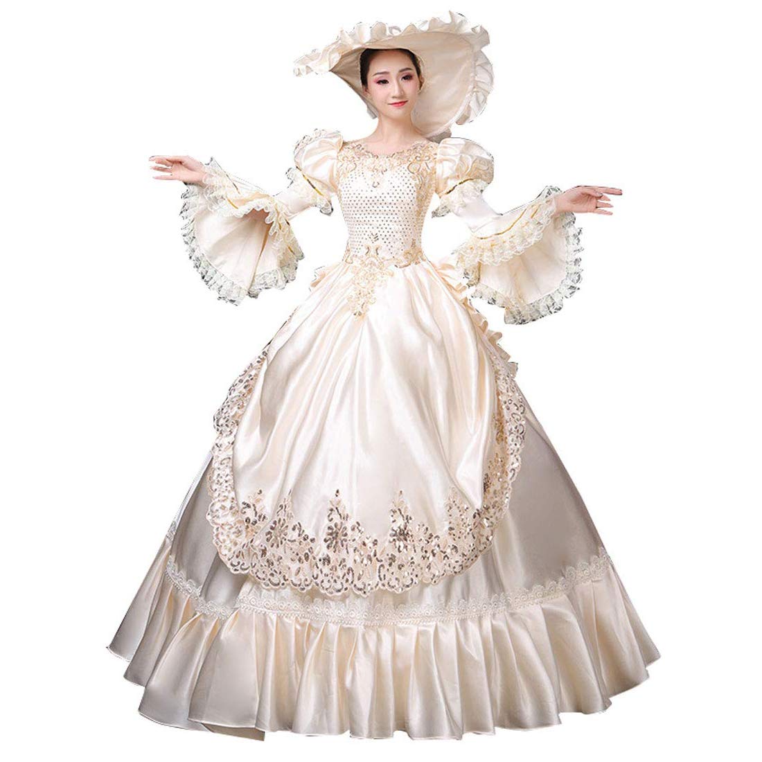 Victorian Renaissance Queen Dress for Women - Elegant Long Party Costume & Rococo Masquerade Gown for Cosplay, Halloween, and Historical Reenactments