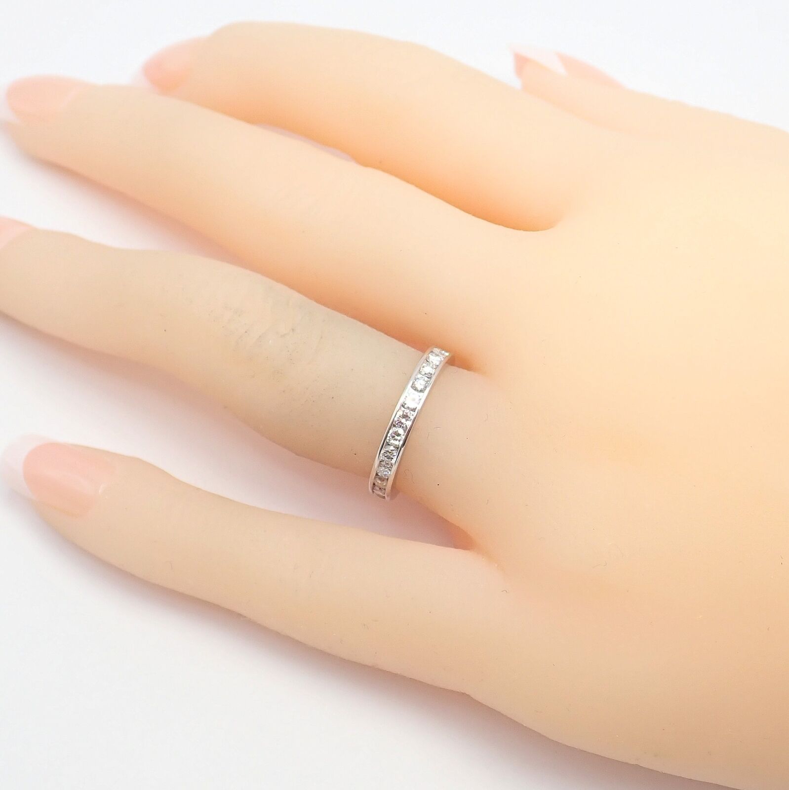 Tiffany & Co Platinum 0.80ct Diamond Full Circle Eternity Band Ring 3mm Width Size 4.5 - Perfect for Anniversaries, Engagements & Special Occasions