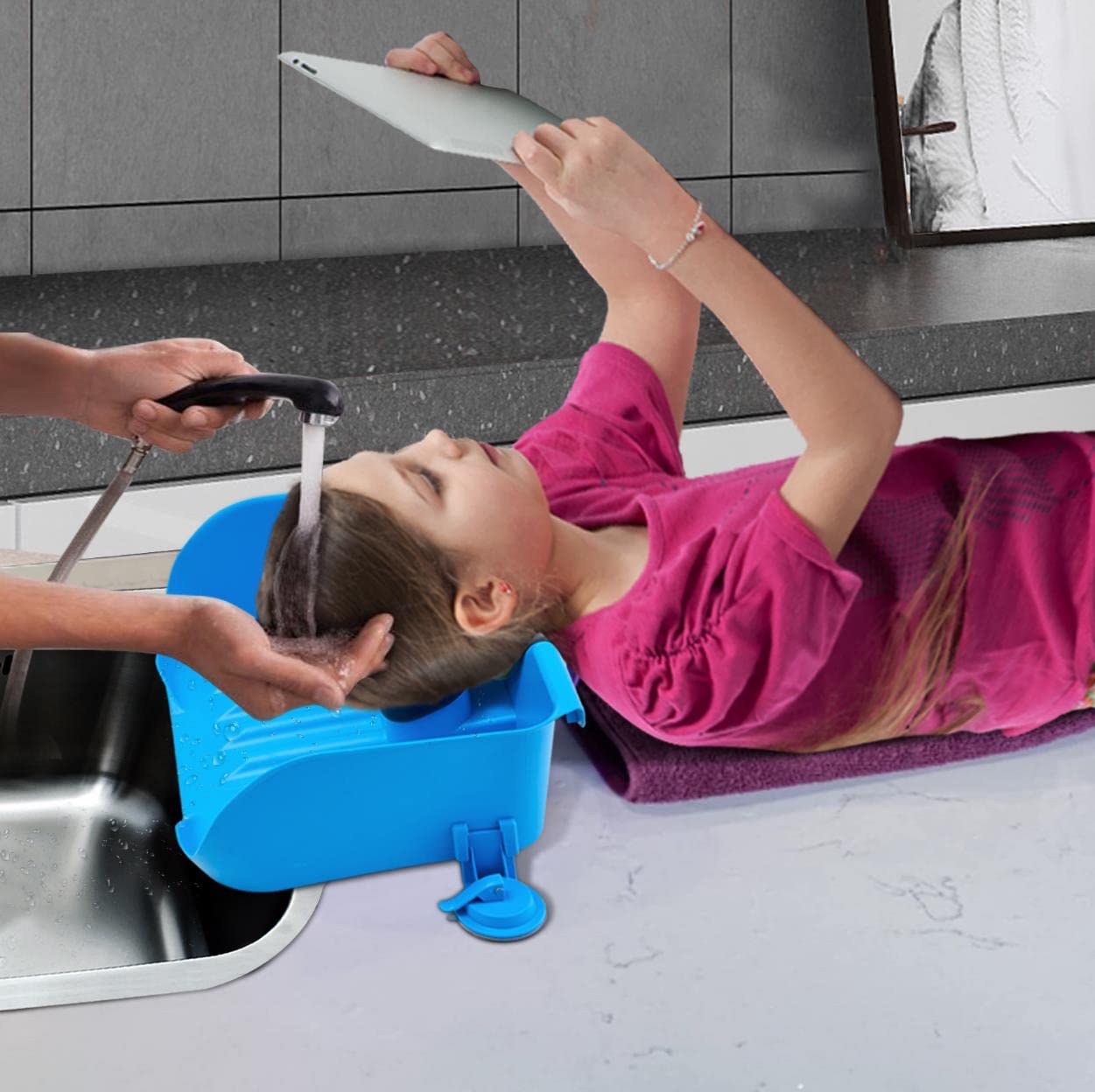 Portable Shampoo Basin for Kids, Elderly & Pregnant Women - Gentle Tear-Free Hair Washing at Home - Perfect for Bedridden Care, Postpartum Recovery & Home Salon Use