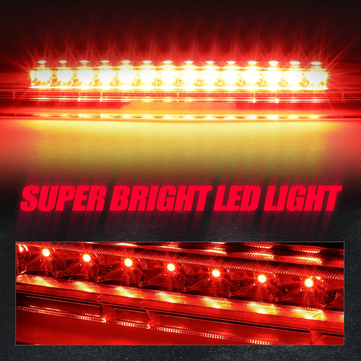 Auto Dynasty Smoked Housing Full LED 3rd Brake Light Stop Lamp for 2005-2010 Scion tC AT10 | High Visibility Safety Lighting | Perfect for Night Driving & Car Modifications