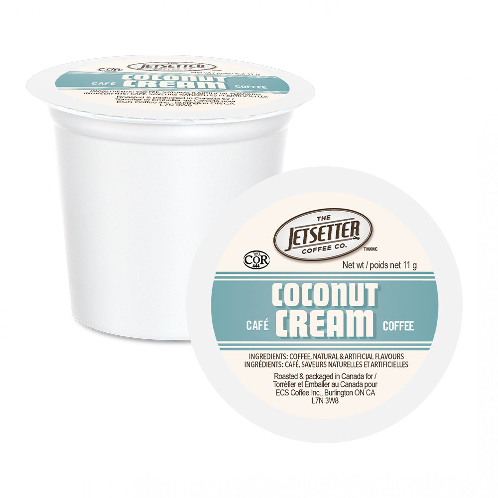 Premium Jetsetter Coconut Cream Single Serve Coffee Pods - 24 Pack | Dairy-Free, Vegan & Keto-Friendly | Perfect for Home, Office & Travel
