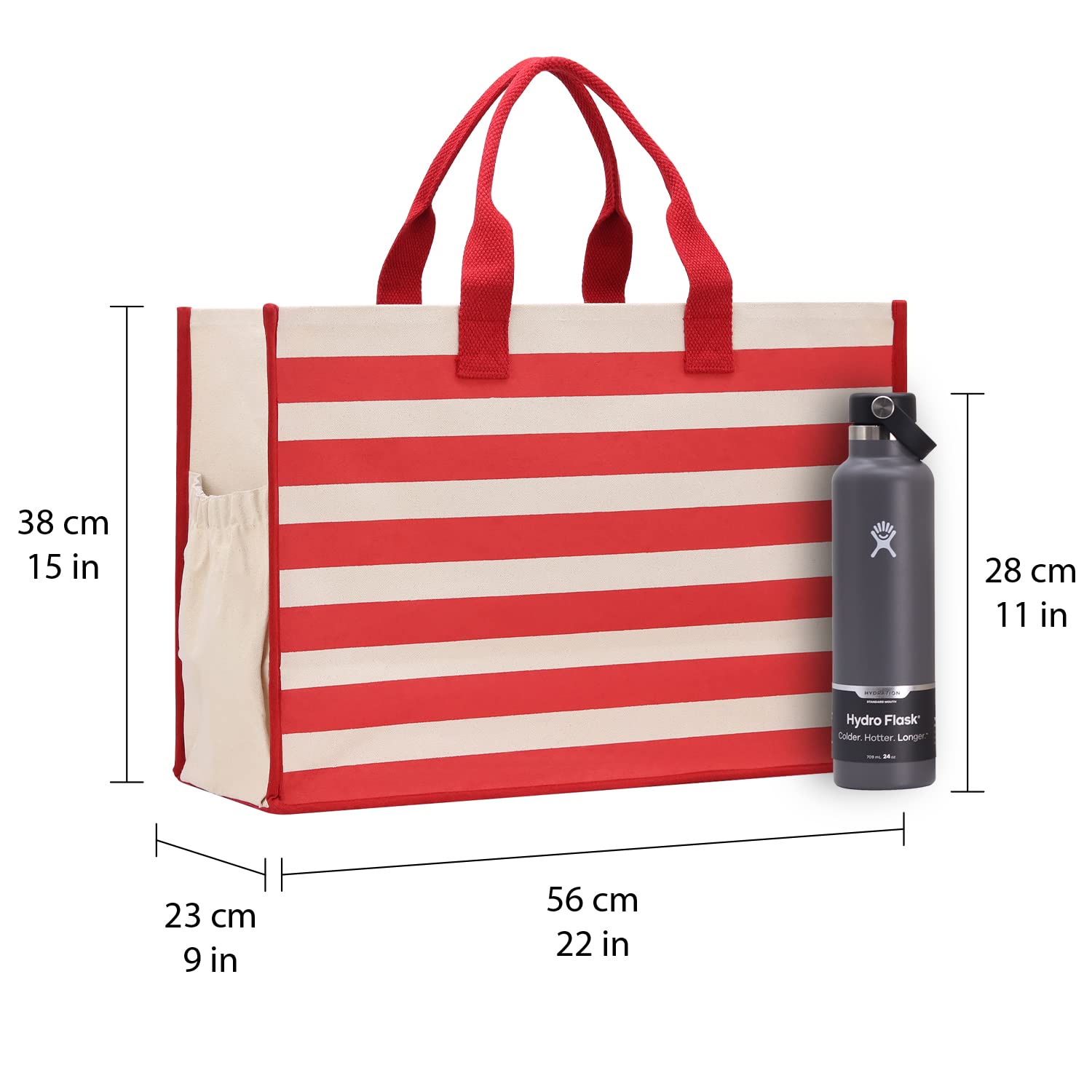 VANESSA ROSELLA XL Beach Tote Bag - Cotton Canvas Zipper Tote for Pool, Travel & Picnic