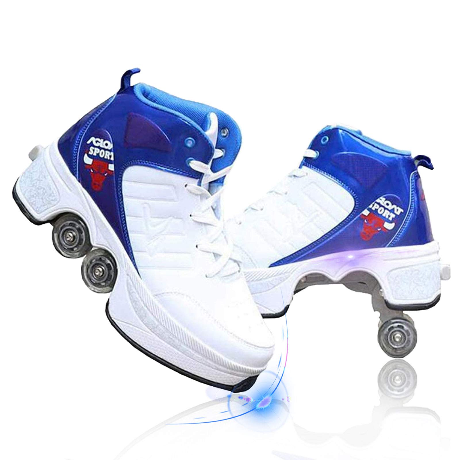 Retractable Roller Skates Shoes for Women & Men - Convertible to Rollerskates for Parkour, Outdoor Fun & Fitness | Wheels Included for Boys & Girls | Perfect for Skating, Commuting & Sports