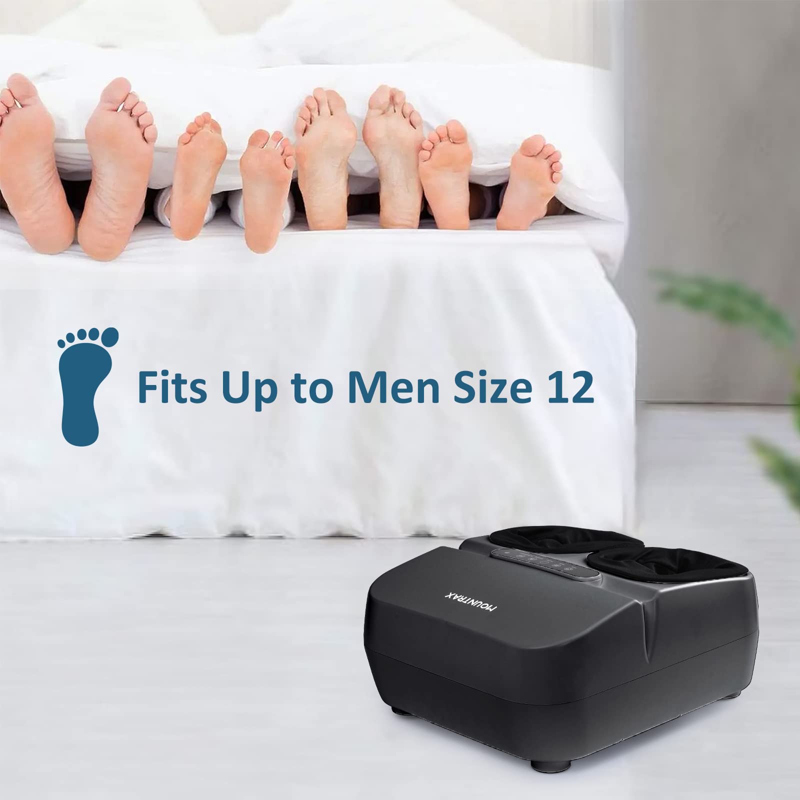 MOUNTRAX Shiatsu Foot Massager with Heat and Remote Control - Deep Kneading, Soothing Warmth for Men & Women - Fits Up to Size 12 Feet - Perfect for Relaxation, Stress Relief and Foot Pain Relief at Home or Office (Black)