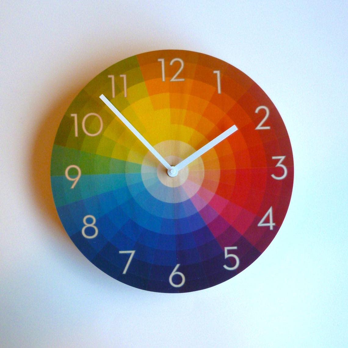 PotteLove 15x15 Inch Wooden Wall Clock - Color Wheel Design, Silent Non-Ticking, Perfect for Home & Office Decor | Ideal for Living Room, Bedroom, and Workspace