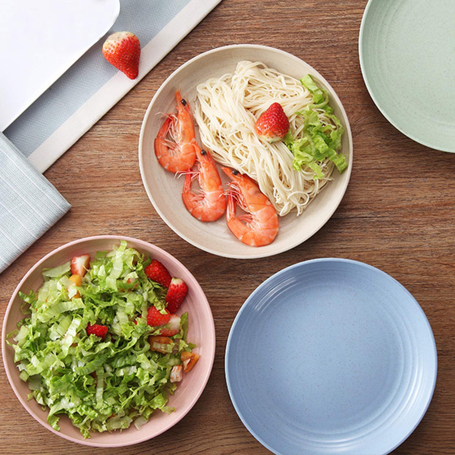 Eco-Friendly Wheat Plastic Reusable Dinner Plates - 10 Inch, 4 PCS Set for Camping, Outdoor, Kitchen & Dorm - Microwave & Dishwasher Safe, Unbreakable, Lightweight - Perfect for Picnics, BBQs, Parties & Everyday Use