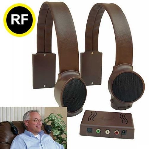Wireless TV Speakers for Couch & Armchair - Assistive Hearing Device with RF Wireless Technology, Portable Sound Amplifier for Hard of Hearing - Voice Enhanced Audio with Flexible Connectivity - Ideal for Home Theater, Elderly Care & Bedroom TV Watching (Brown)