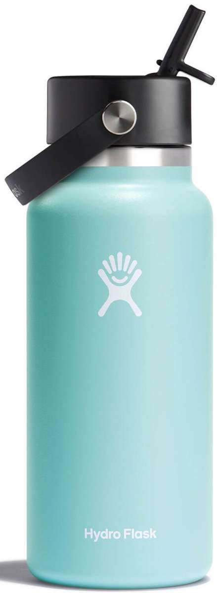 Hydro Flask 32oz Wide Mouth Water Bottle with Flex Straw Lid - Insulated Stainless Steel Vacuum Bottle for Hiking, Gym & Outdoor Activities