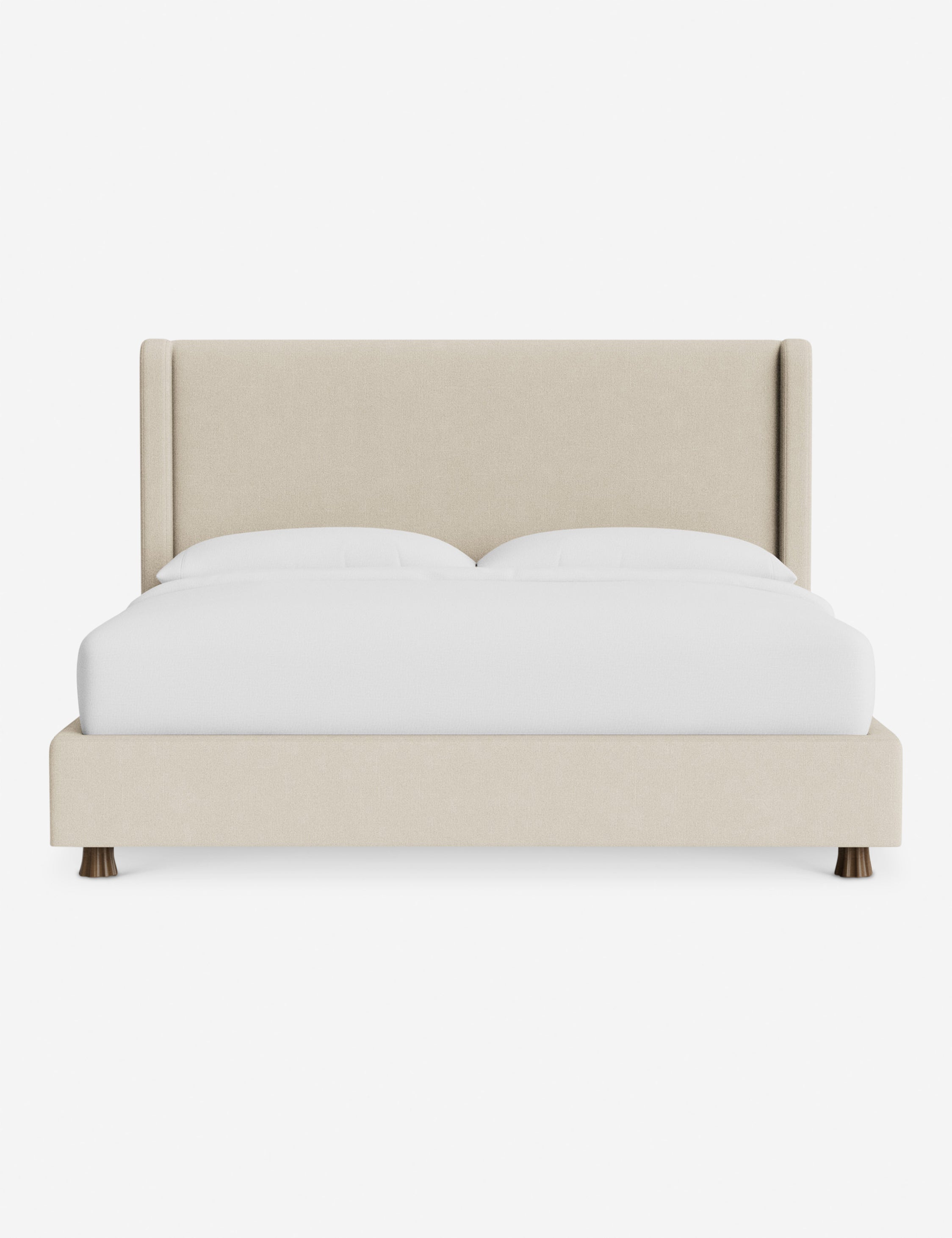 DOMINIQUE Platform Bed Frame by DISC Interiors - Modern Minimalist Wooden Bed with Upholstered Headboard | Perfect for Master Bedroom, Guest Room & Loft Apartments