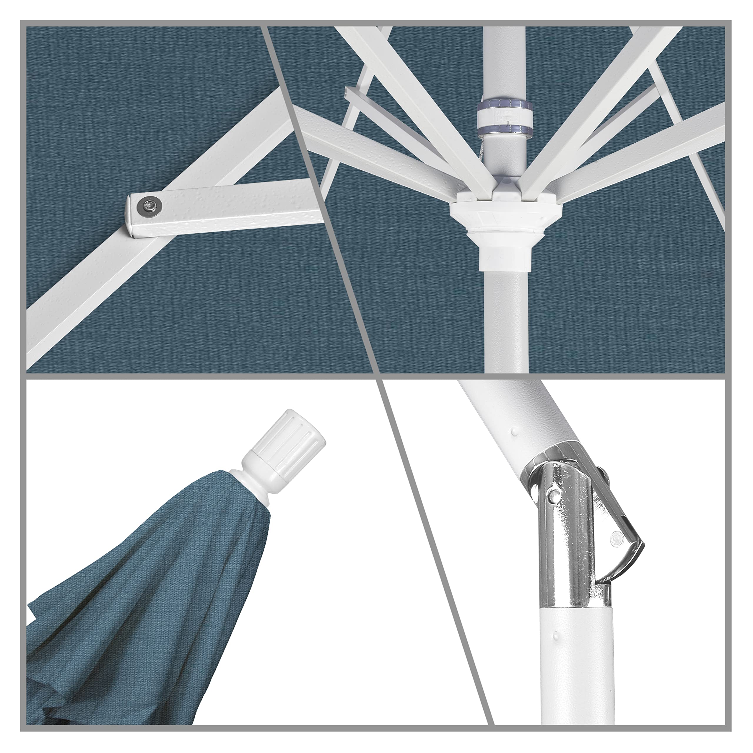 9' Round Aluminum Market Umbrella with Crank Lift - Pacifica Sapphire for Patio & Outdoor Dining