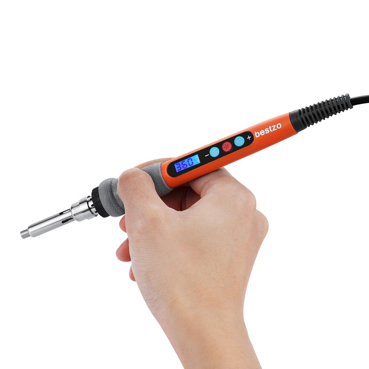 BESTZO Upgraded Wood Burning Kit with LCD Display - Pyrography Pen, Soldering Iron, Embossing & Carving Tips - Includes Manual & Carrying Case (Orange) - Perfect for DIY Wood Crafts, Leather Branding, and Home Decor Projects