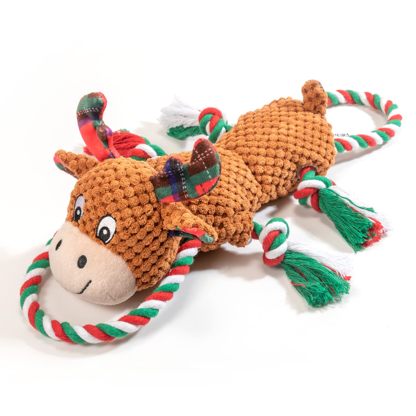 IOKHEIRA Christmas Squeaky Dog Toys for Chewers - Durable Plush Moose Toy for Puppies, Small, Medium & Large Dogs - Interactive Play & Training Gift for Pets - Perfect for Holiday Playtime & Bonding