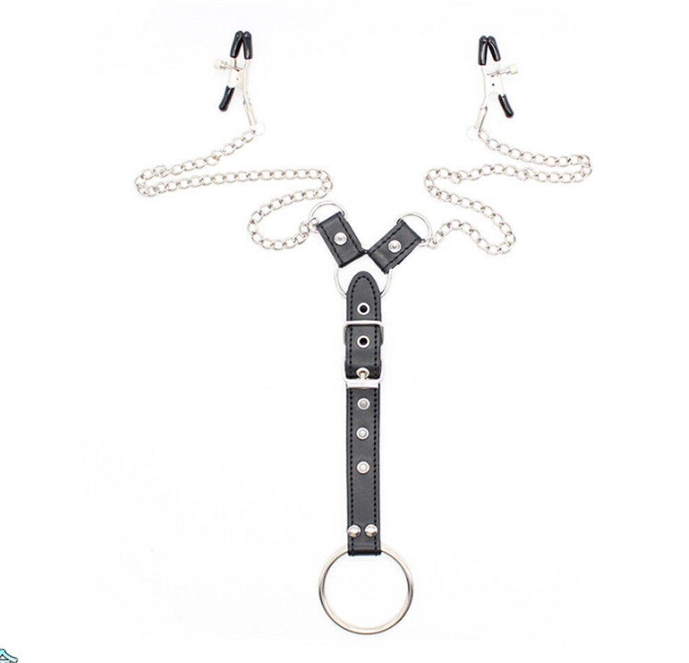 SM Men Fetish Bondage Cock Ring with Nipple Clamps - Adjustable BDSM Sex Toy for Couples & Solo Play - Perfect for Role Play, Spicing Up Relationships & Adult Pleasure