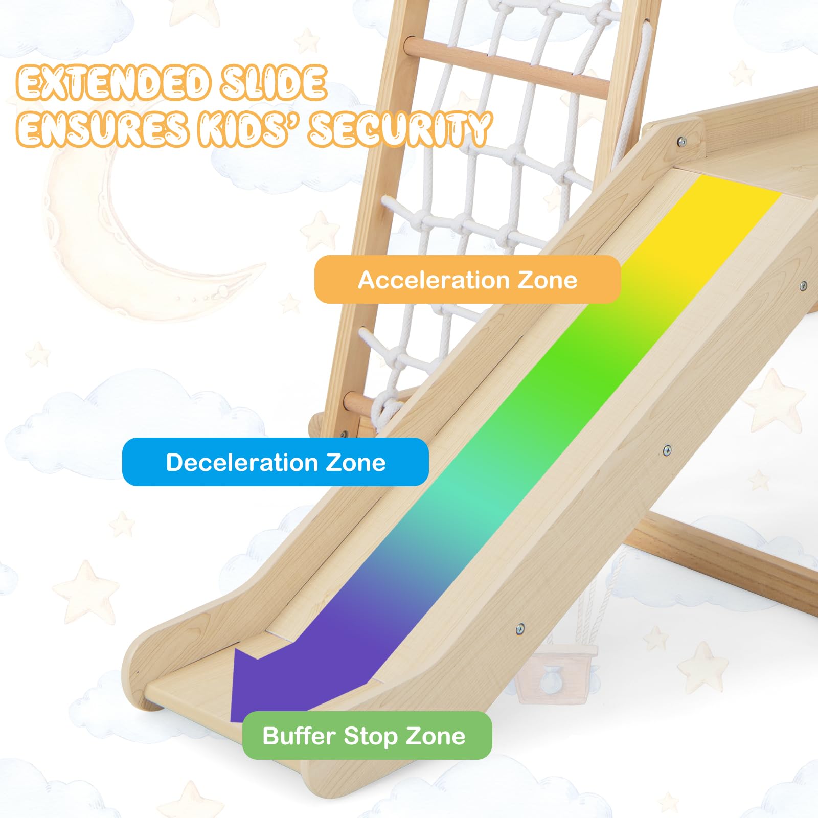 Costzon 6-in-1 Indoor Jungle Gym for Toddlers - Montessori Climbing Toys with Slide, Climbing Net & Monkey Bars - Wooden Playground Climber Playset for Kids - Perfect Gift for Birthday & Christmas - Ideal for Home Playrooms, Daycares & Preschools
