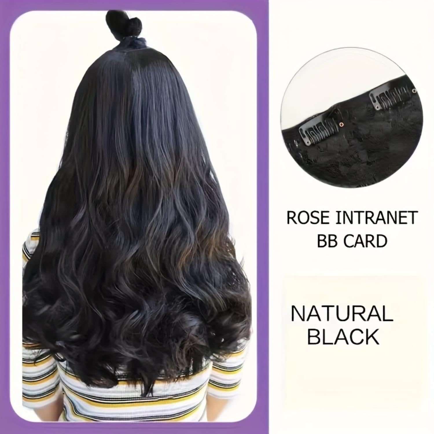 CHANDERKASH 24-Inch Synthetic Curly/Wavy Hair Extensions for Women - 5-Clip Lightweight Human Hair Extensions Set | Natural Brown | Perfect for Messy Bun, Party, Wedding & Daily Styling