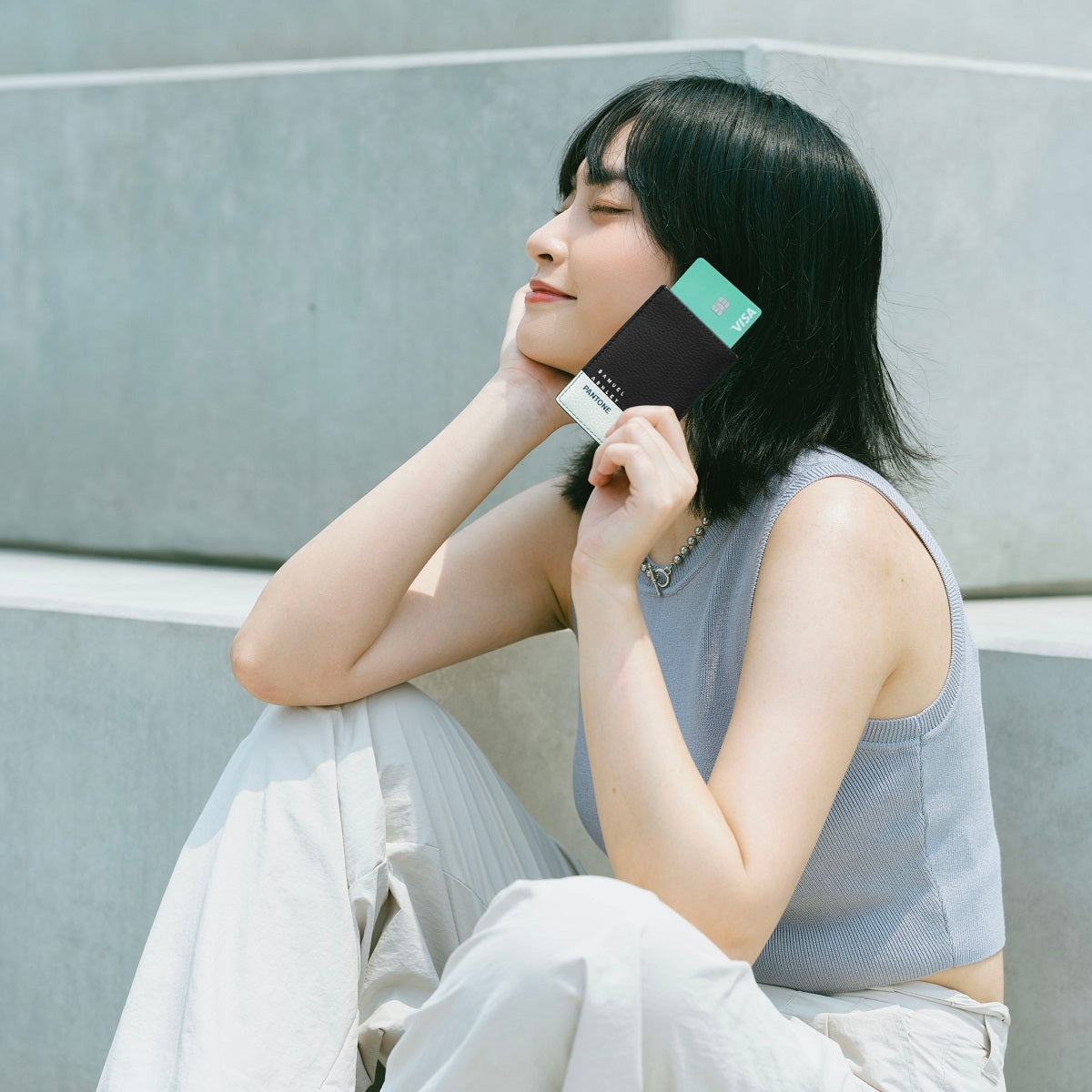 Premium Samuel Ashley x Pantone Genuine Leather Card Holder - Slim RFID Blocking Wallet for Men & Women - Perfect for Travel, Business & Everyday Use