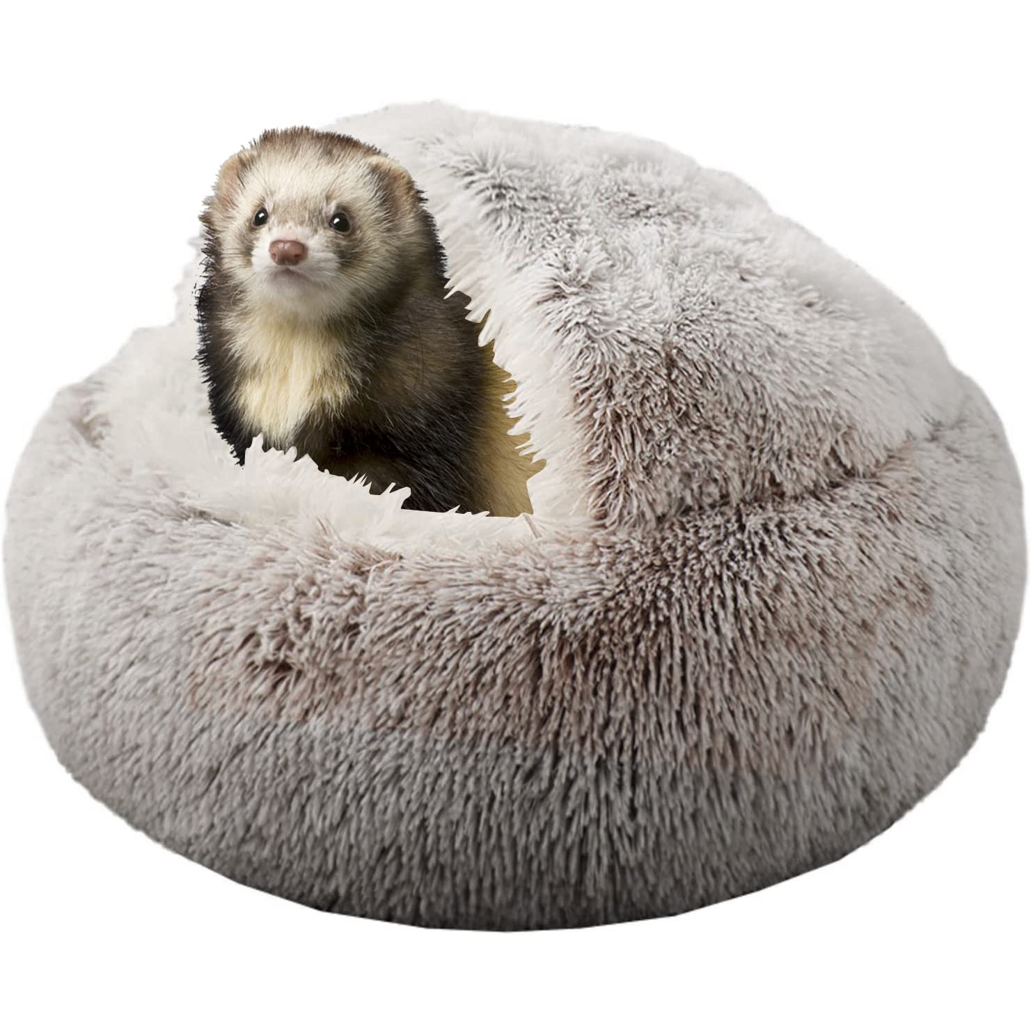 Ferret Bed Cave & Hideout - Cozy Small Animal Bed for Ferrets, Hamsters, Hedgehogs - Brown Cage Accessories for Sleeping & Play (Perfect for Small Pet Cages & Play Areas)