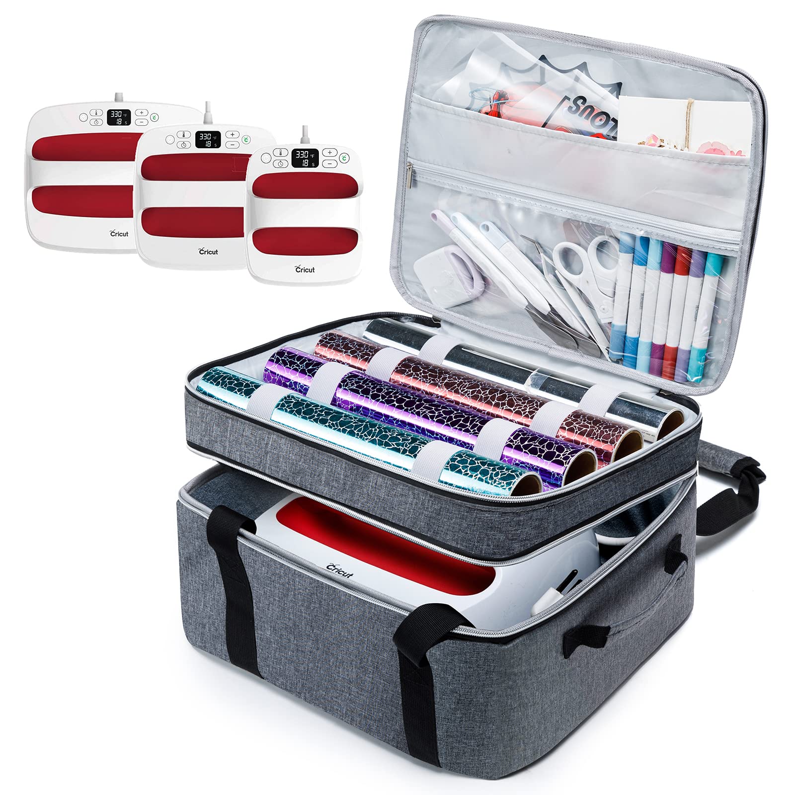 Double-Layer Heat-Resistant Carrying Case for Cricut EasyPress 2 (12x10 & 9x9 Inch) - Portable Storage Bag with Accessory Pocket for Cricut Heat Press Machine & Easy Press Mat - Perfect for Crafting, DIY Projects & On-the-Go Use